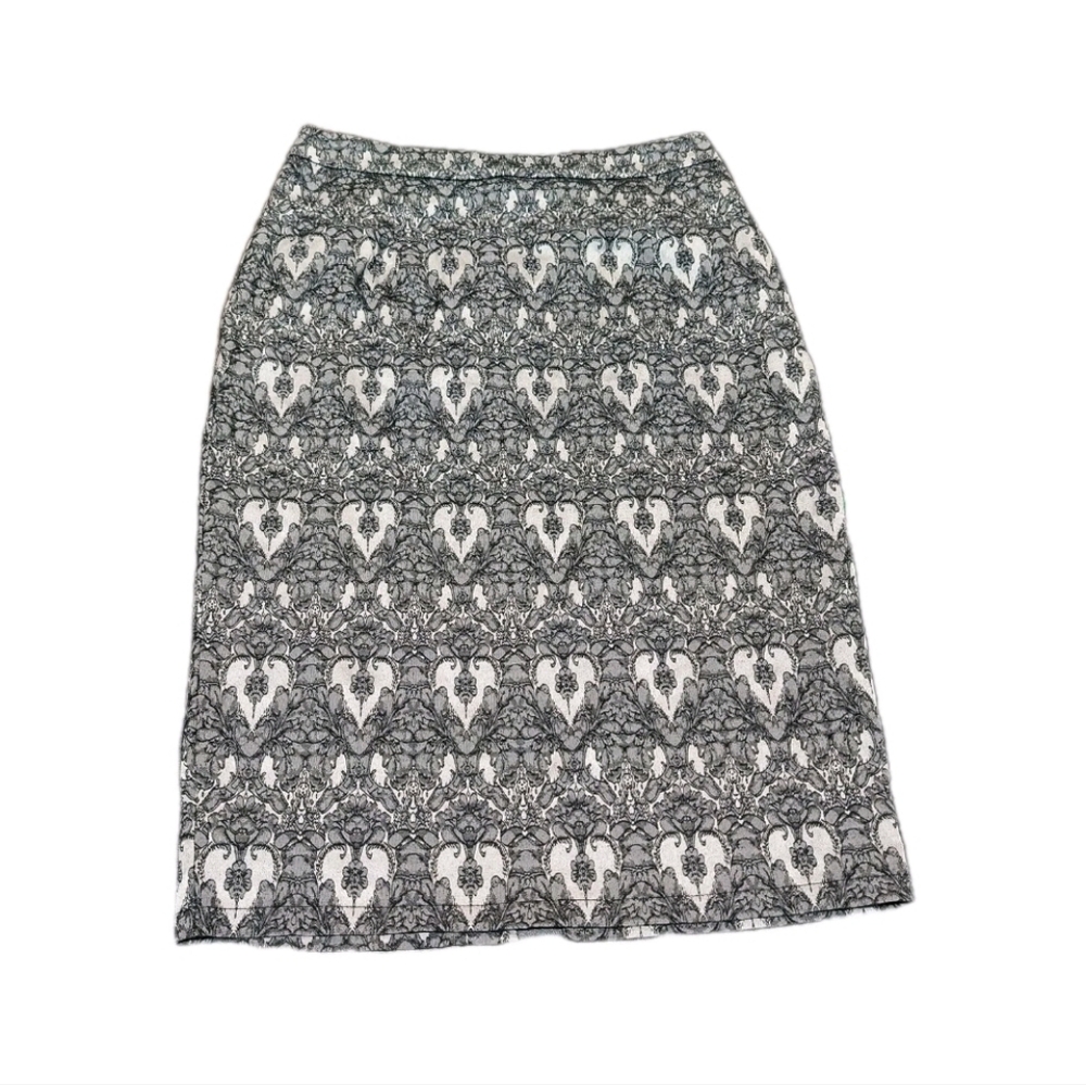Poppy Lux Pippa Rose Jersey Skirt Nancy Heart Print High Waist Sz 4 Black &White